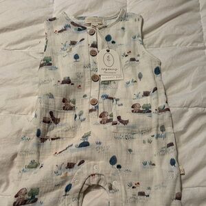 Organic Baby Sleeveless Romper with Woodland Print